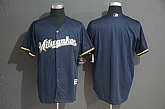 Brewers Blank Navy Cool Base Jersey,baseball caps,new era cap wholesale,wholesale hats